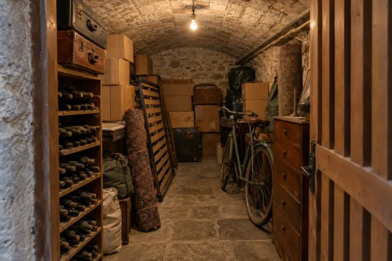 Illustration : cave d'immeuble encombrée avant le débarras